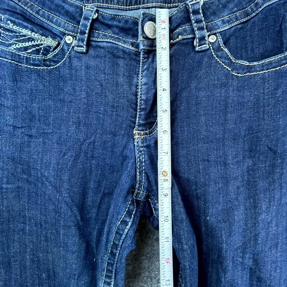 Lee Slender Secret Lower On The Waist Jeans Womens 8 Blue Emboidered Y2K Bootcut